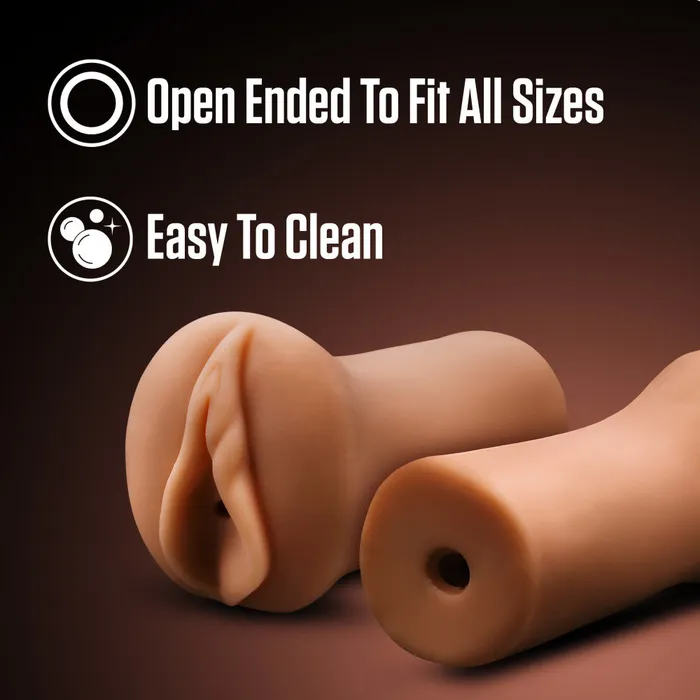 Enlust By Blush Molly AI Male Masturbator Tight Ribbed Canal Made With X5 Plus Ultra Soft Realistic Vaginal Feel Open Ended To Fit All Sizes Tan Blush Male Sex Toys